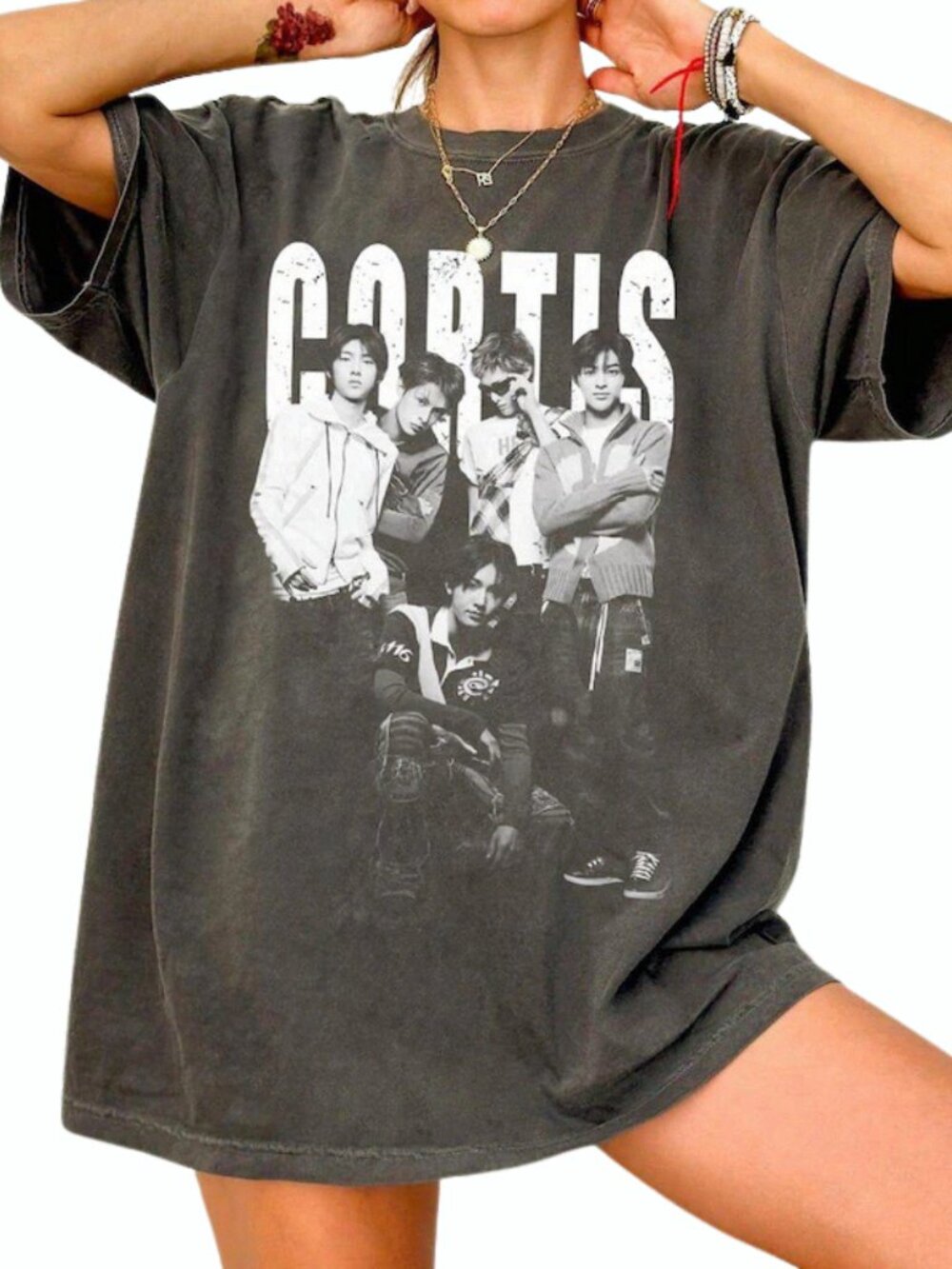 CORTIS Kpop Boy Band Faded Black Oversized Graphic Tee Merch
